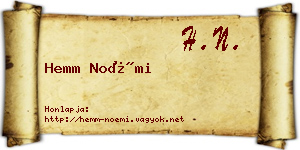 Hemm Noémi névjegykártya